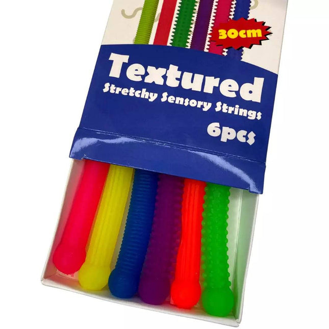 Textured 30cm Stretchy Strings 6pk - Sensory Circle