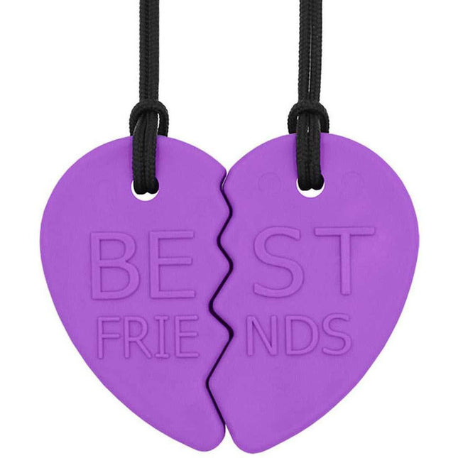 Purple two-piece heart necklace with "BEST FRIENDS" text on ARK's Best Friends Split Heart Chewelry Set