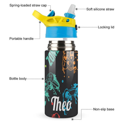 Personalised Kids Water Bottle - Gamer Timber Tinkers