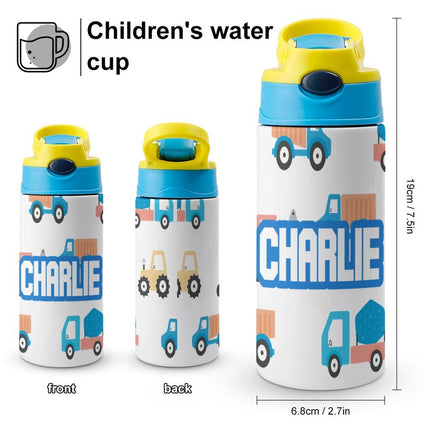 Personalised Kids Water Bottle - Trucks Timber Tinkers