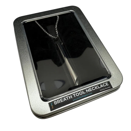 Breath Tool 304 grade Stainless Steel IN WINDOW TIN - Mindful Breathing Unisex Necklace in tin packaging