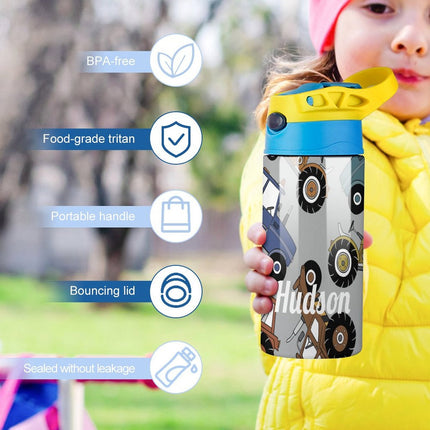 Personalised Kids Water Bottle - Tractor
