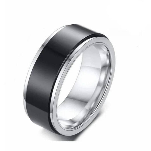 Black Silver Anxiety Fidget Ring Spinner