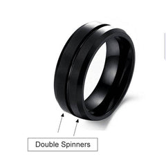 Double Spinner Anxiety Fidget Ring in black, designed to help families thrive with tools to calm, connect and support.