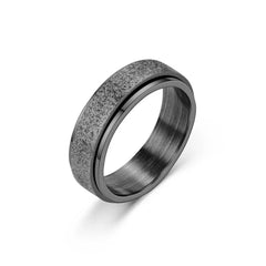 Frosted Black Anxiety Fidget Ring Spinner with textured surface, designed to help calm, connect and support families.