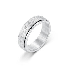 Frosted Sliver Anxiety Fidget Ring Spinner with textured silver finish for calming sensory support and focus.