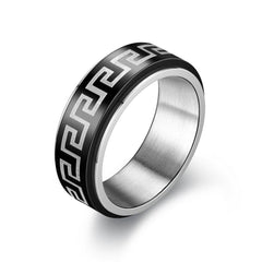 Wall Pattern Anxiety Fidget Ring Spinner with black and silver design, helping families thrive with tools to calm, connect and support