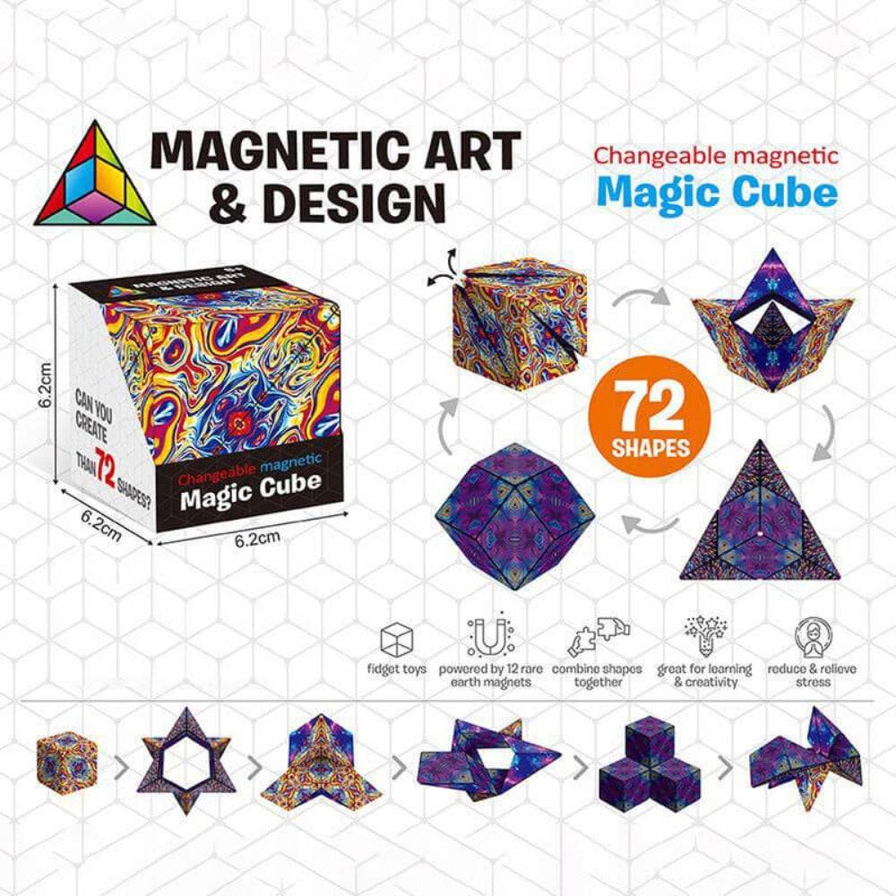 3D Changeable Magnetic Cube Geometric Puzzle - Sensory Circle