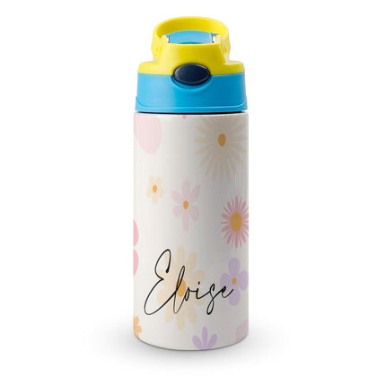 Personalised Kids Water Bottle - Pink Flower Timber Tinkers