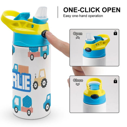 Personalised Kids Water Bottle - Trucks Timber Tinkers
