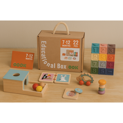 Wooden Montessori Educational Toy Box for Baby 7-12 Months