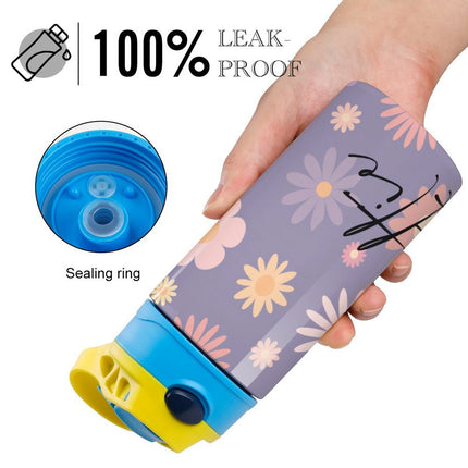 Personalised Kids Water Bottle - Purple Flower Timber Tinkers