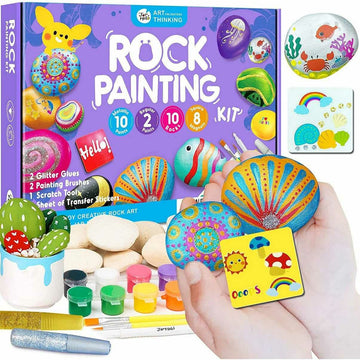 Rock Painting with Metallic Paints & Glitter Glues Craft Kit - Sensory Circle