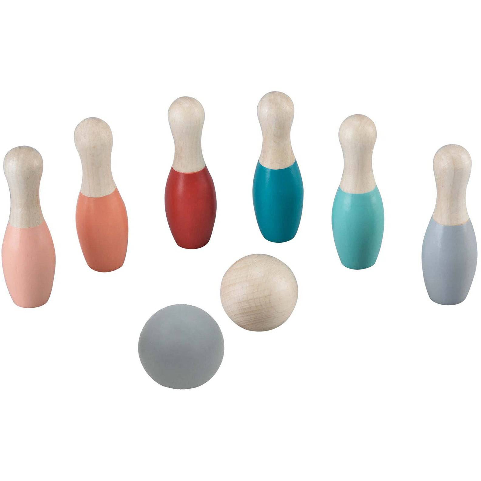 Wooden Bowling Set Bottom Coloured - Sensory Circle