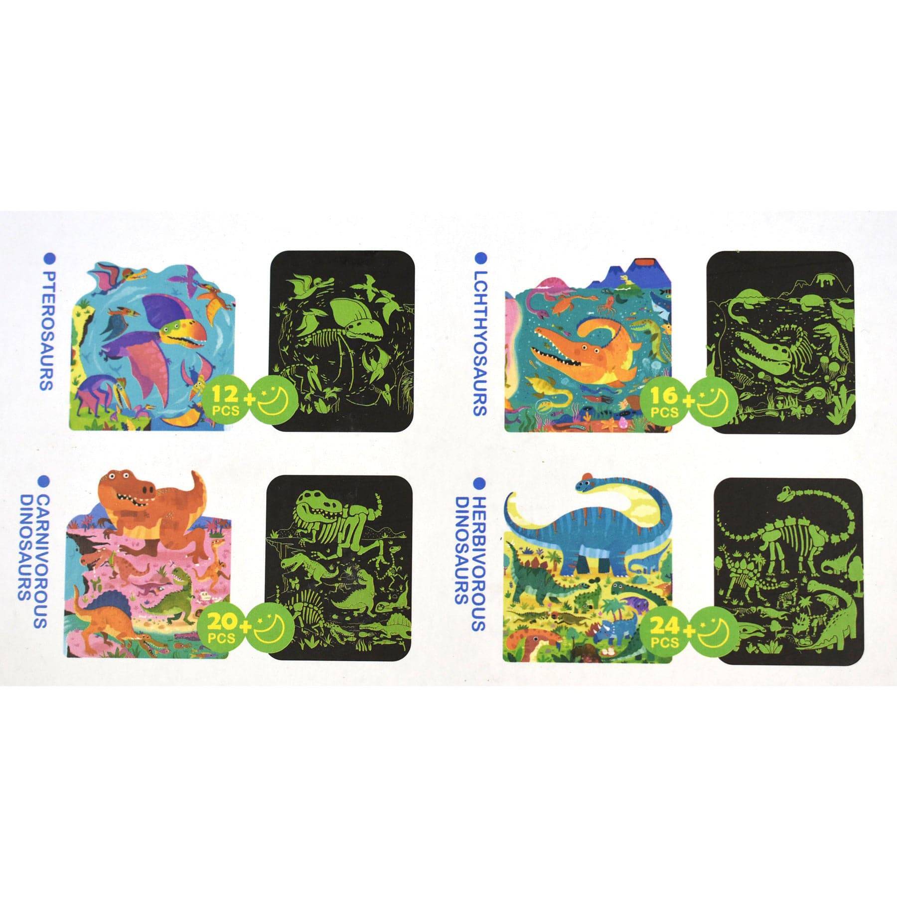4 in 1 Dinosaurs Glow In The Dark Jigsaw Puzzles - Sensory Circle