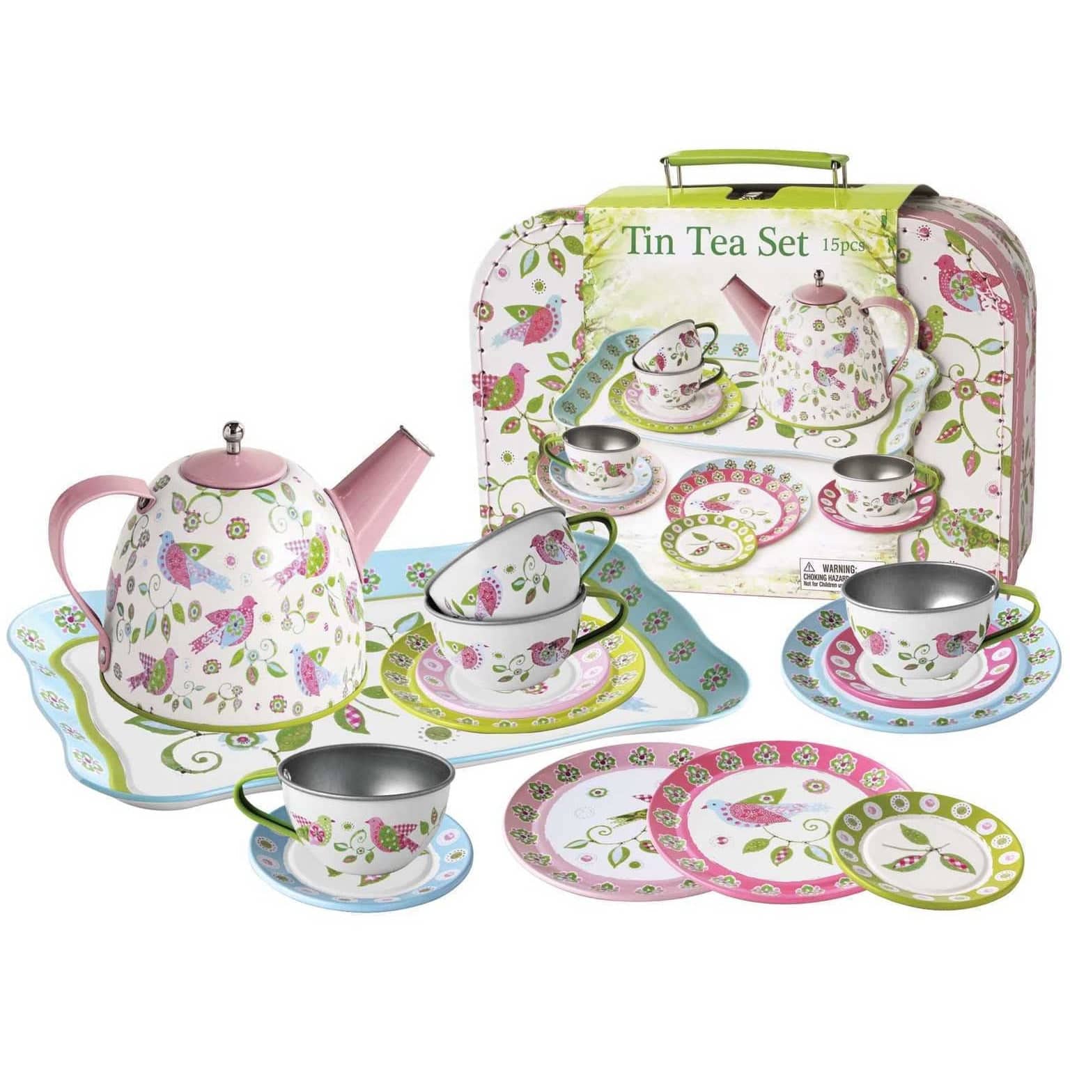 Bird Tin Tea Set In Suitcase - Sensory Circle