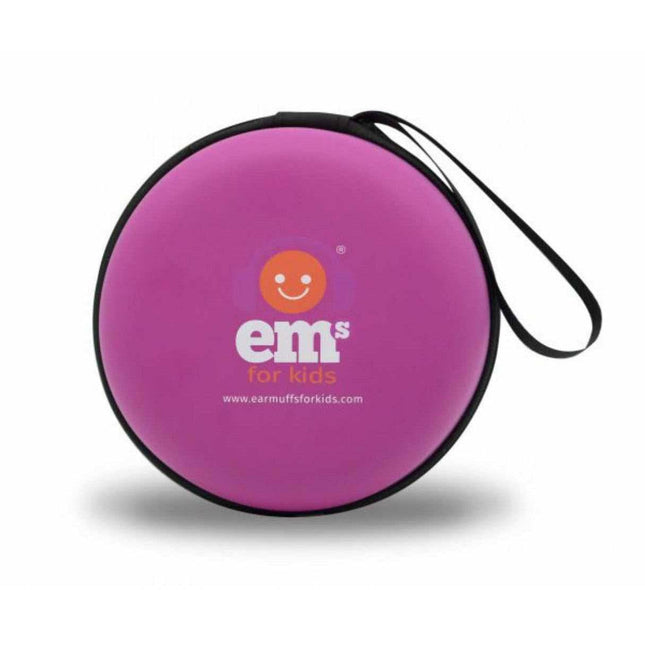 Hard Case - Kids Earmuffs in pink with black zipper and strap, helping families thrive with tools to calm and support