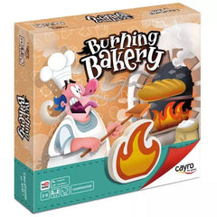 Burning Bakery game box showing a cartoon baker with fire and bread, promoting calm, connection, and support.
