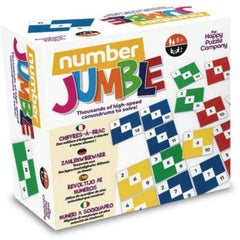 Number Jumble educational game box with colorful puzzle pieces promoting calm, connect and support for families.