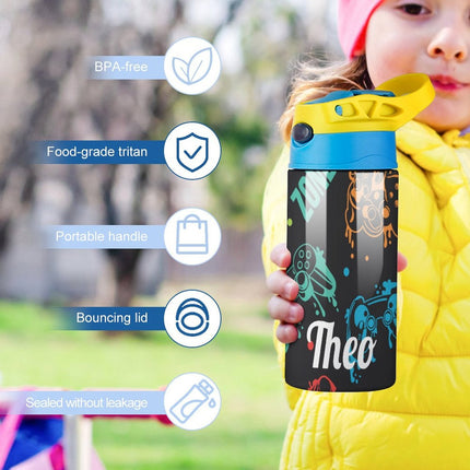 Personalised Kids Water Bottle - Gamer Timber Tinkers