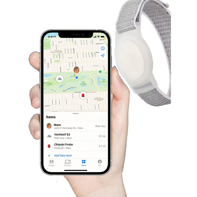 Dementia & Disability Smart Tracker Wrist/Ankle Band – Works with Apple Find My (iOS Only) | Water-Resistant, Replaceable Battery, Includes Tracking Tag - Gray