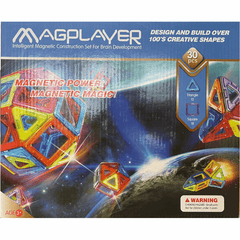 Magplayer - 30pcs magnetic construction set with colorful geometric shapes for creative brain development play