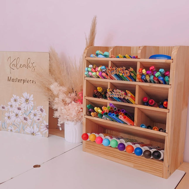 (NEW) Crayon & Marker Organizer - Varnished solidwood