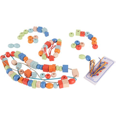 90 Lacing Beads set with colorful wooden beads and laces for creative and sensory learning play