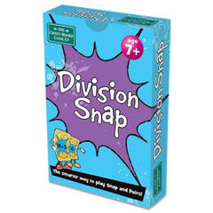 Division Snap Card educational game for children aged 7 and up with colorful math-themed design packaging