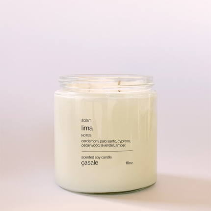 LIMA DOUBLE WICKED SOY CANDLE (16oz / 453g) in a glass jar, helping families thrive with tools to calm, connect and support