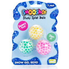 Smoosho's Snow Gel Bead Sticky Splat Ballz - Set of 3 sensory fidget balls to calm, connect and support families.