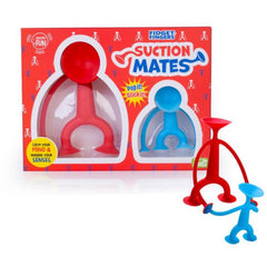 Suction Mates sensory fidget toys in red and blue designed to calm the mind and engage the senses.