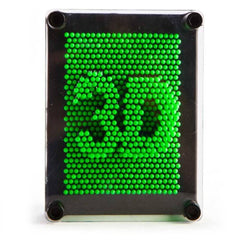 Green Neon Pin Art with raised pins forming the text "3D" in a tactile sensory design.