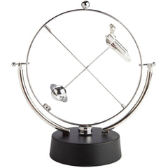 Space Shuttle Kinetic Art showing orbiting silver shuttle and planet on rotating metal frame with black base