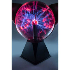 8-Inch Plasma Ball showing colorful electric light streams inside a clear glass sphere on black base