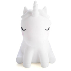 Lil Dreamers Unicorn Silicone Touch LED Light soft white silicone unicorn night light with closed eyes