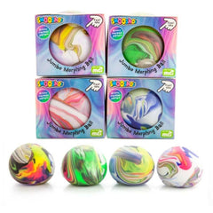 Smoosho's Jumbo Morphing Ball sensory fidget toy with colorful swirled patterns, designed for stress relief and play.