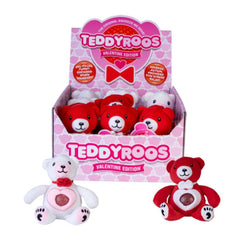 Jellyroos Teddy Bears Valentine squishy sensory toys in red and white with heart-shaped centers to calm and connect.