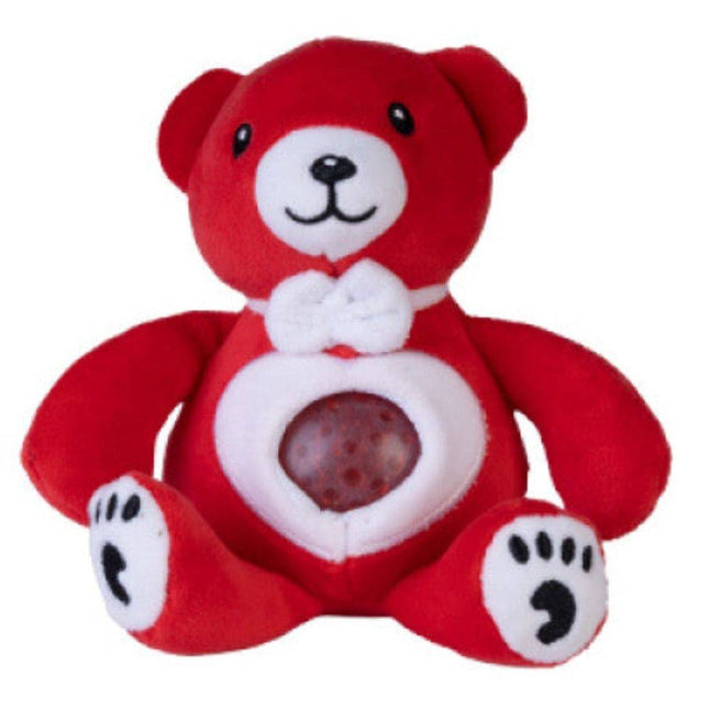 Jellyroos Teddy Bears Valentine red sensory plush with textured squishy center, helping families thrive with tools to calm connect and support