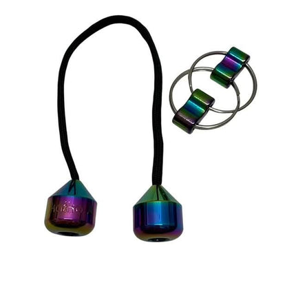Skill Trick Set - Metal Oil Slick Begleri & Luxe Loop Fidget Set with metallic rainbow finish sensory toys.