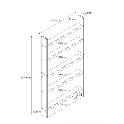 SpaceSaver 80cm Bookshelf with 5 Tier - SolidWood