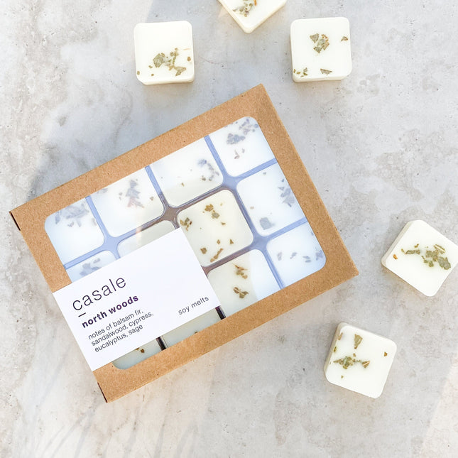 12 NORTH WOODS BOTANICAL SOY WAX MELTS with natural herbs, calming scents to help families thrive with tools to calm, connect and support