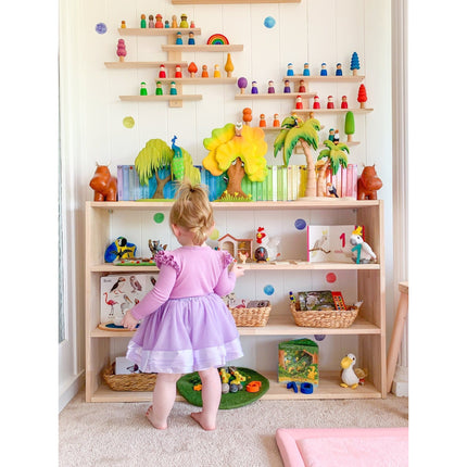 4 Tier Open-ended Toy Shelf -- Varnished Solid HardWood