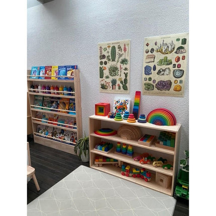 4 Tier Open-ended Toy Shelf -- Varnished Solid HardWood