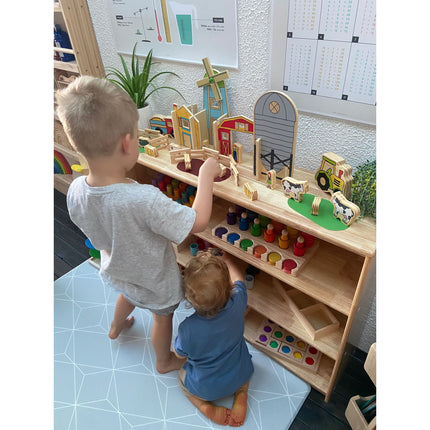 4 Tier Open-ended Toy Shelf -- Varnished Solid HardWood