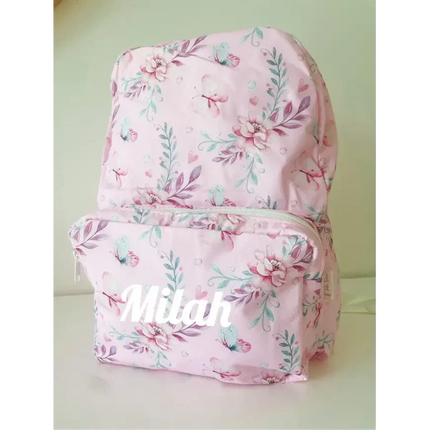Personalised Kids Backpack - Pink Butterfly Timber Tinkers