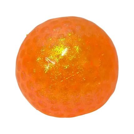 Squishy Water Orbs Ball W/Neon Glitter - 7cm fidget sensory toy with bright orange color and sparkling texture