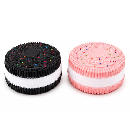 Squishy Jumbo Cookie (Assorted) sensory fidget toys in black and pink cookie designs