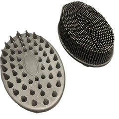 Black Tactile Sensory Brush with varied textured bristles for sensory stimulation and fidget use, black oval design.