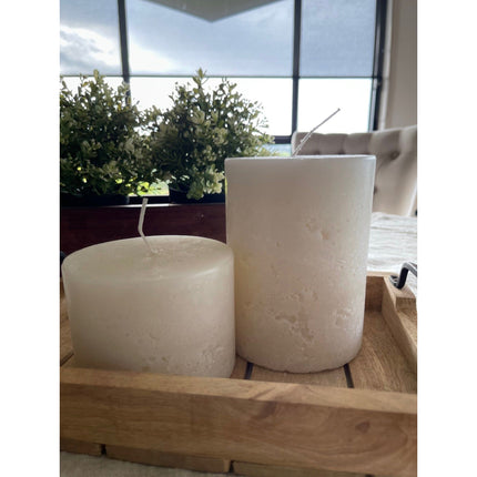 Spa Day at Home Luxury Subscription (every 3 months) featuring calming white candles on a wooden tray Helping families thrive with tools to calm, connect and support